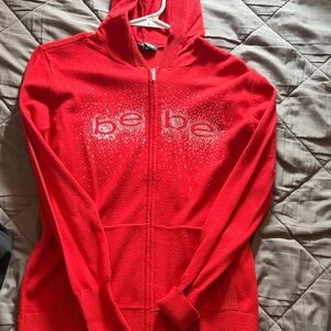 Bebe Vibrant Red Hoodie with Sparkling Logo